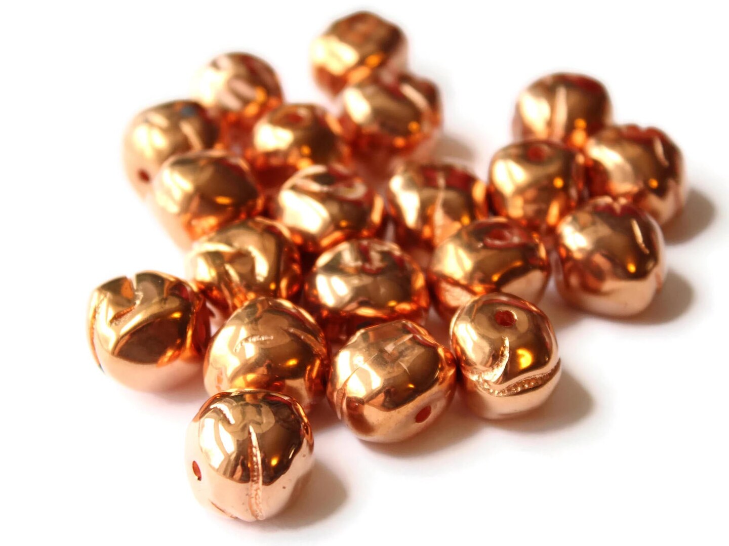 20 14mm Copper Nugget Vintage New Old Stock Beads Copper Plated Acrylic Beads Red Copper Loose Beads