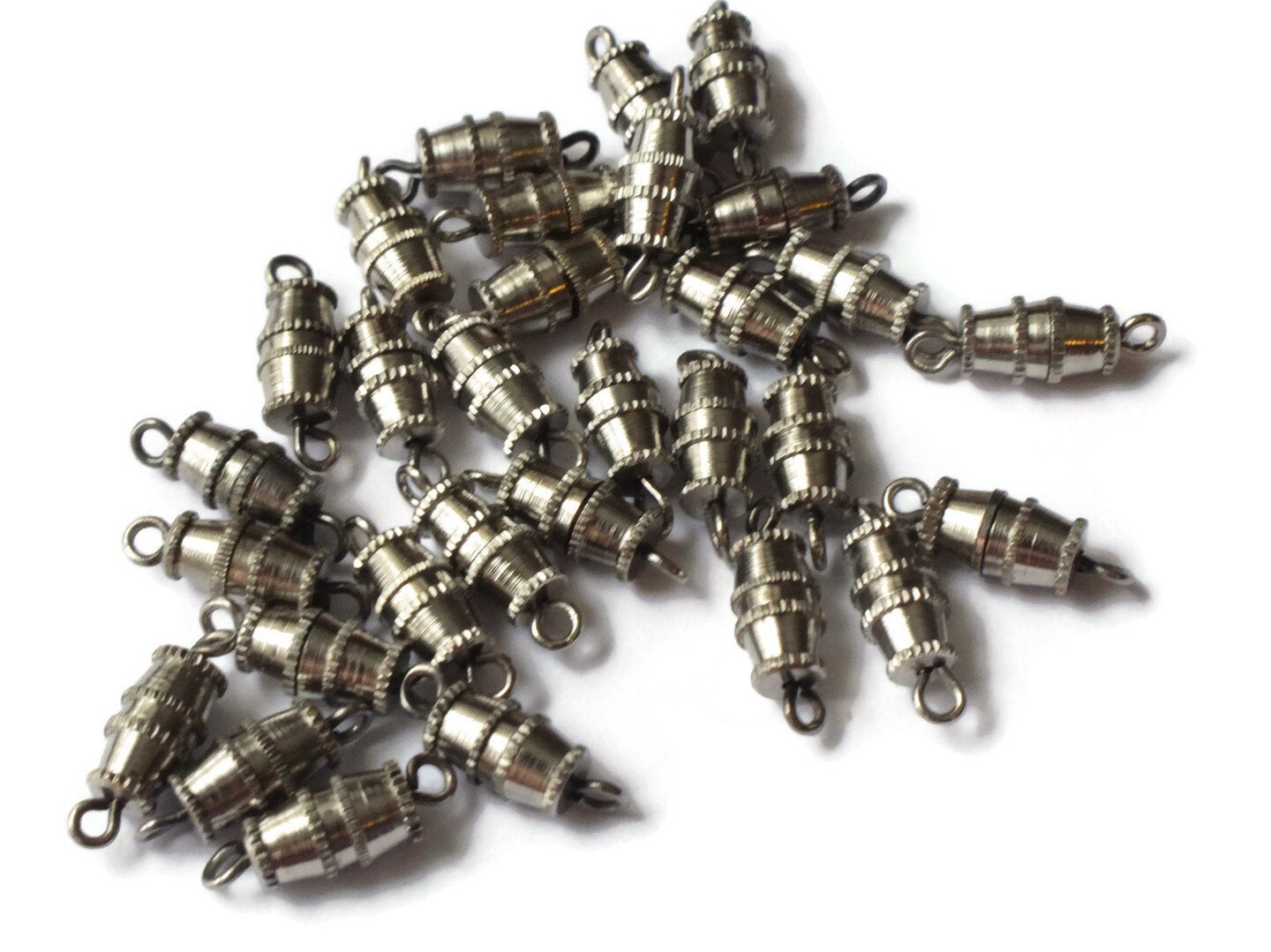 20 10mm Vintage Screw Barrel Clasps Antique Silver Grey Metal Clasps bO2