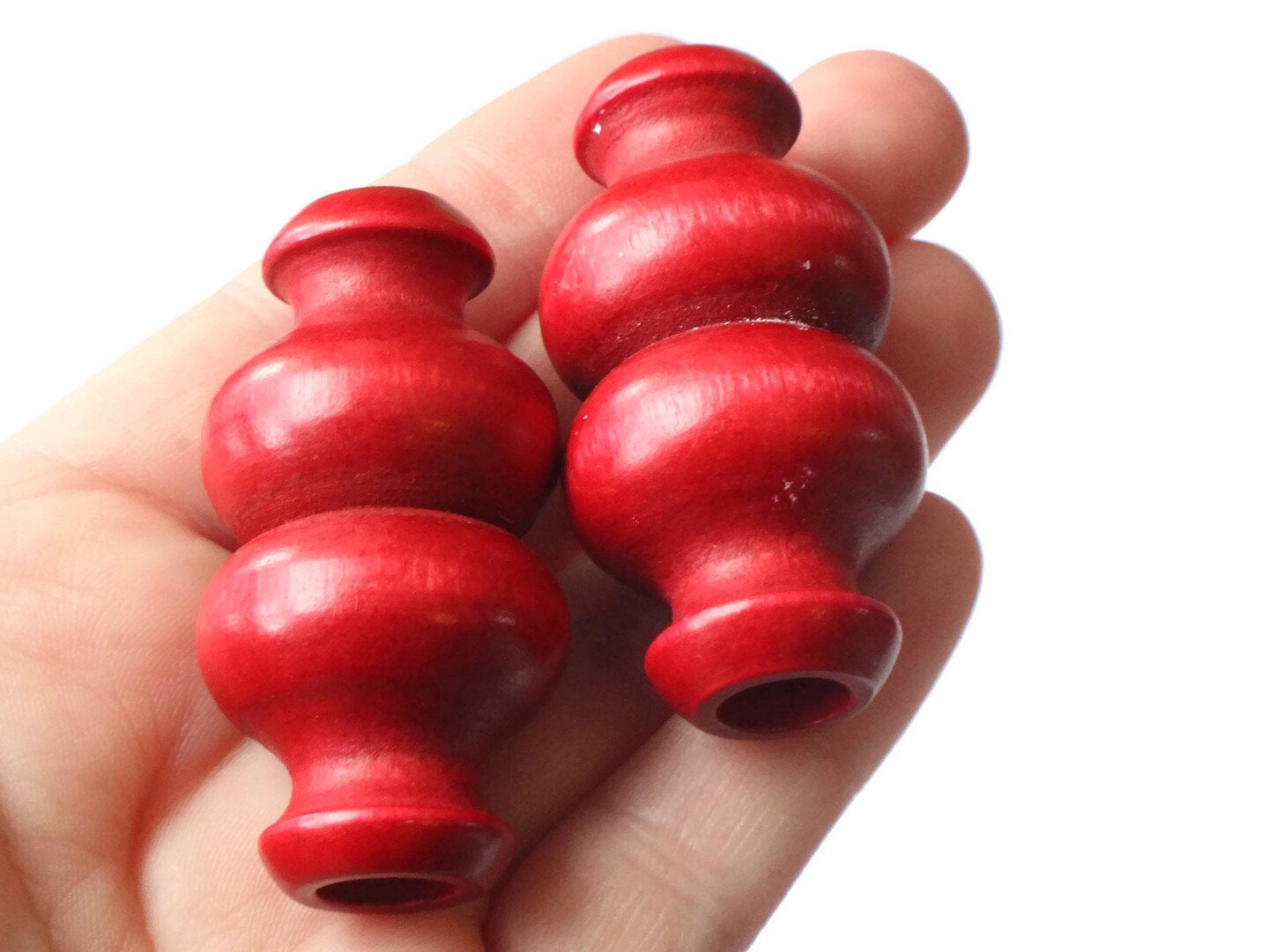 51mm Red Wood Decorative Tube Beads Vintage Wooden Macrame Beads