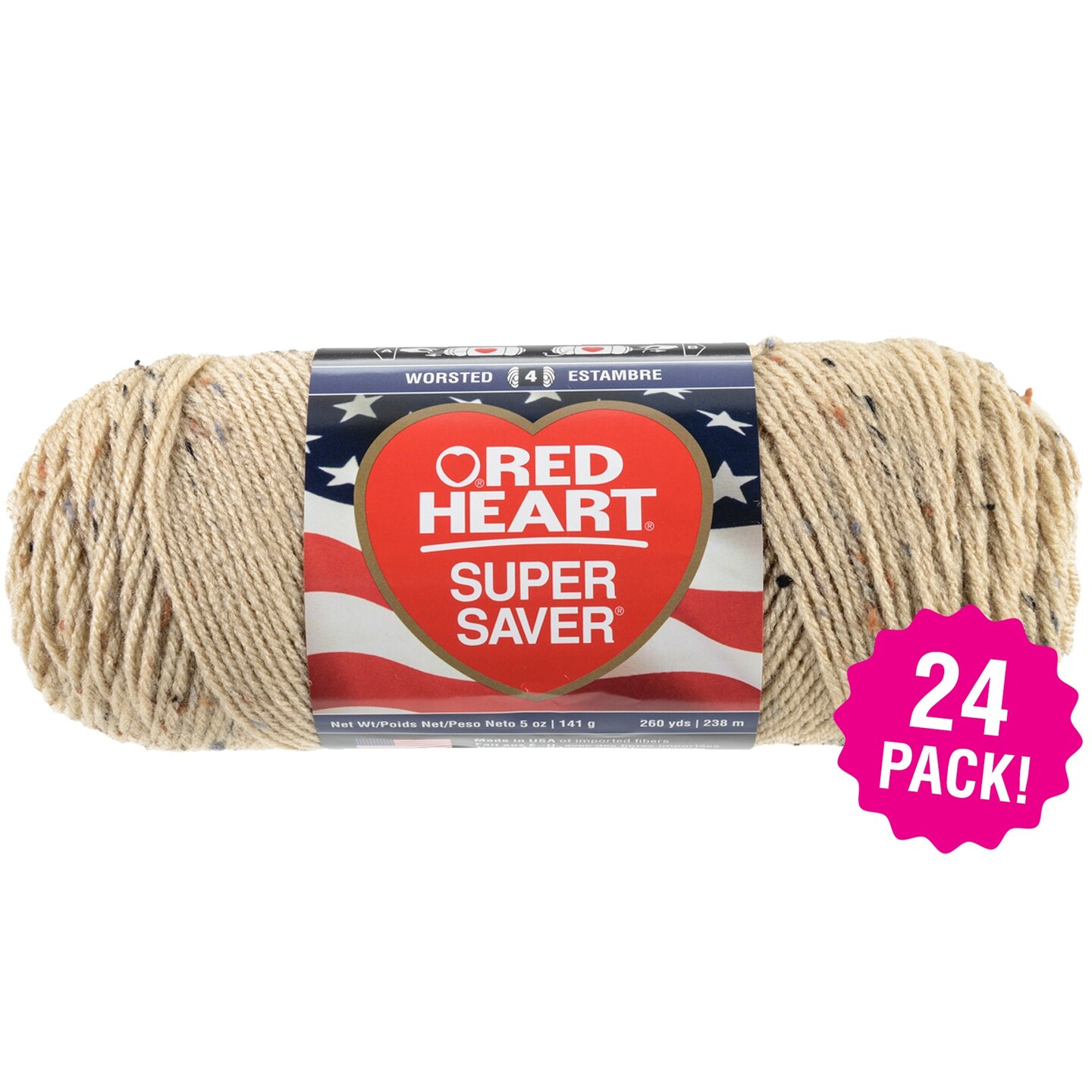 Multipack of 24 - Red Heart Super Saver Yarn-Buff Fleck
