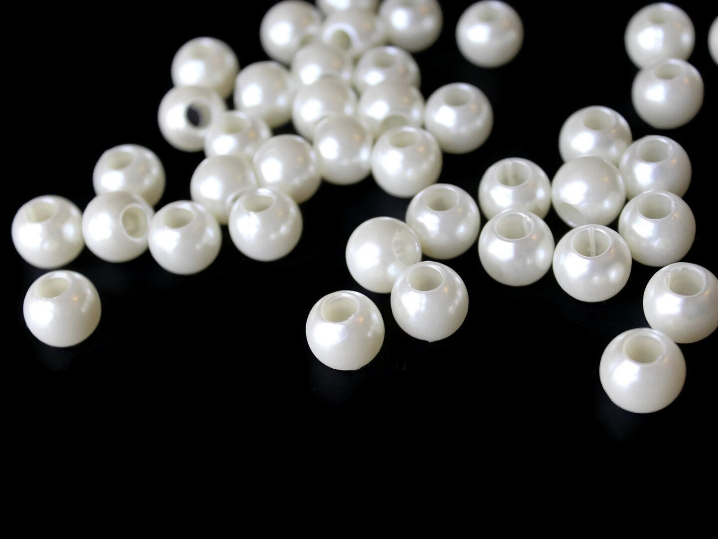 40 12mm Large Hole Pearls Round Ivory White Pearl Beads