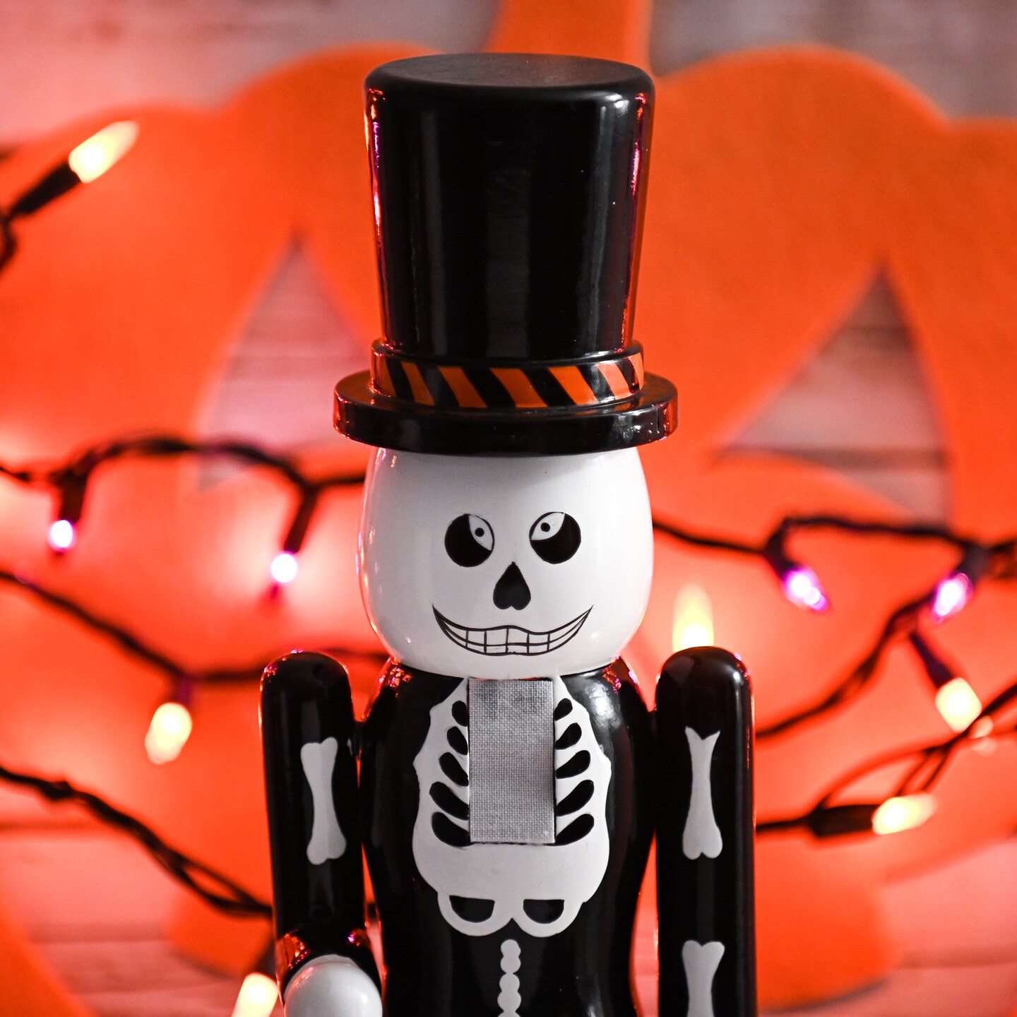 Ornativity Christmas Scary Skeleton Nutcracker &#x2013; Black and White Wooden Day of The Dead Skeletal Nutcracker Man with Top Hat Xmas and Halloween Themed Holiday Nut Cracker Doll Figure Decorations