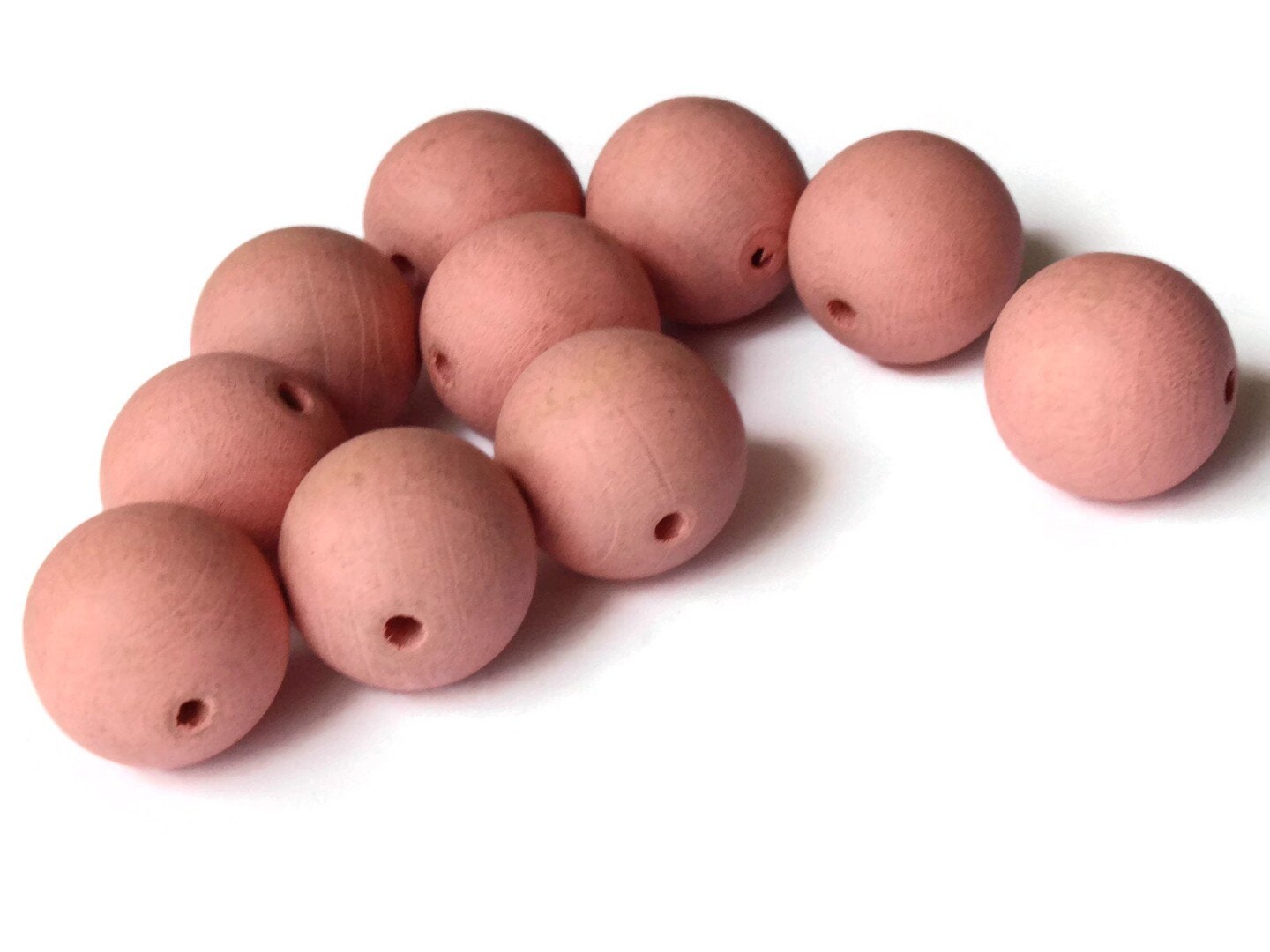 12 18mm Pink Round Wood Beads Loose Wooden Beads Vintage New Old Stock Beads