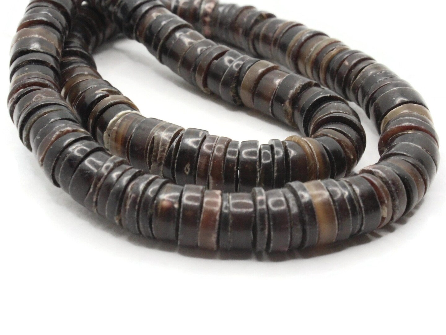 10mm Brown Horn Natural Heishe Tube Beads