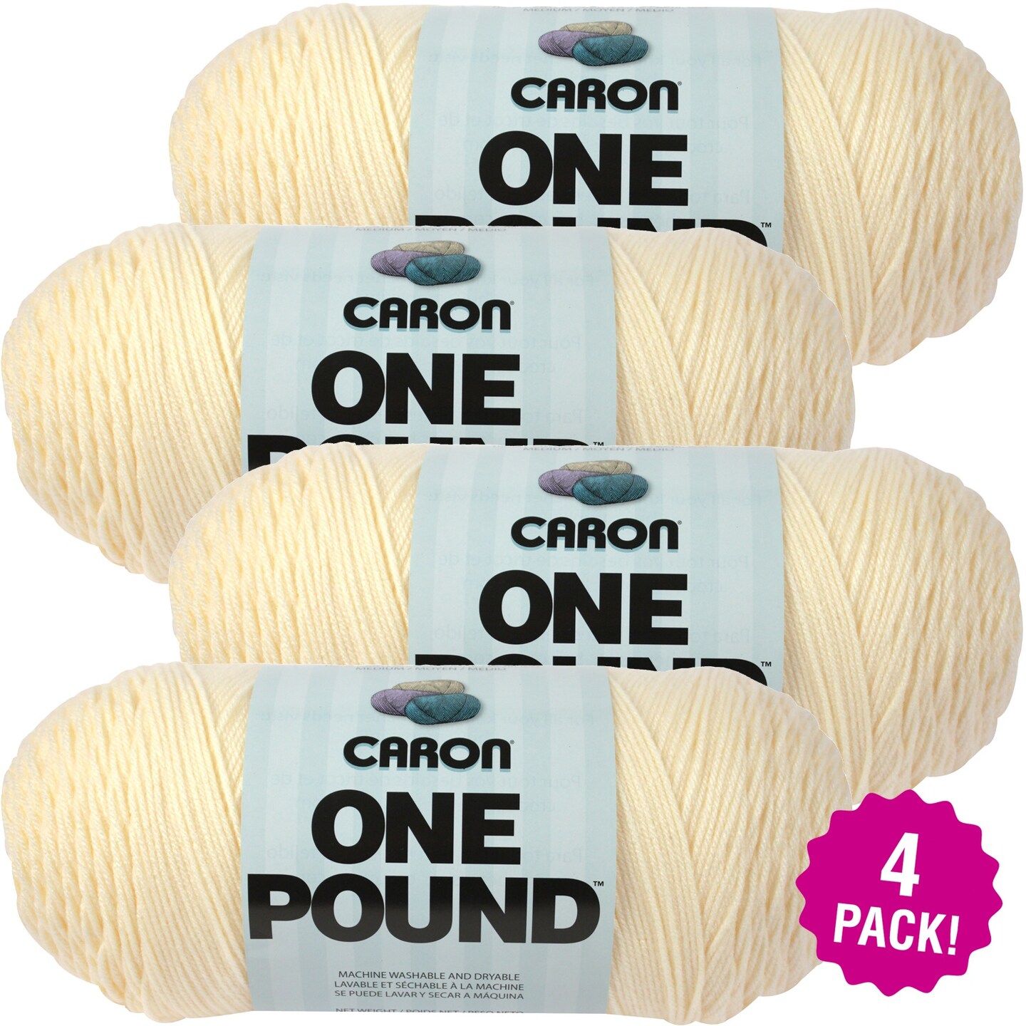 Multipack of 4 - Caron One Pound Yarn-Cream