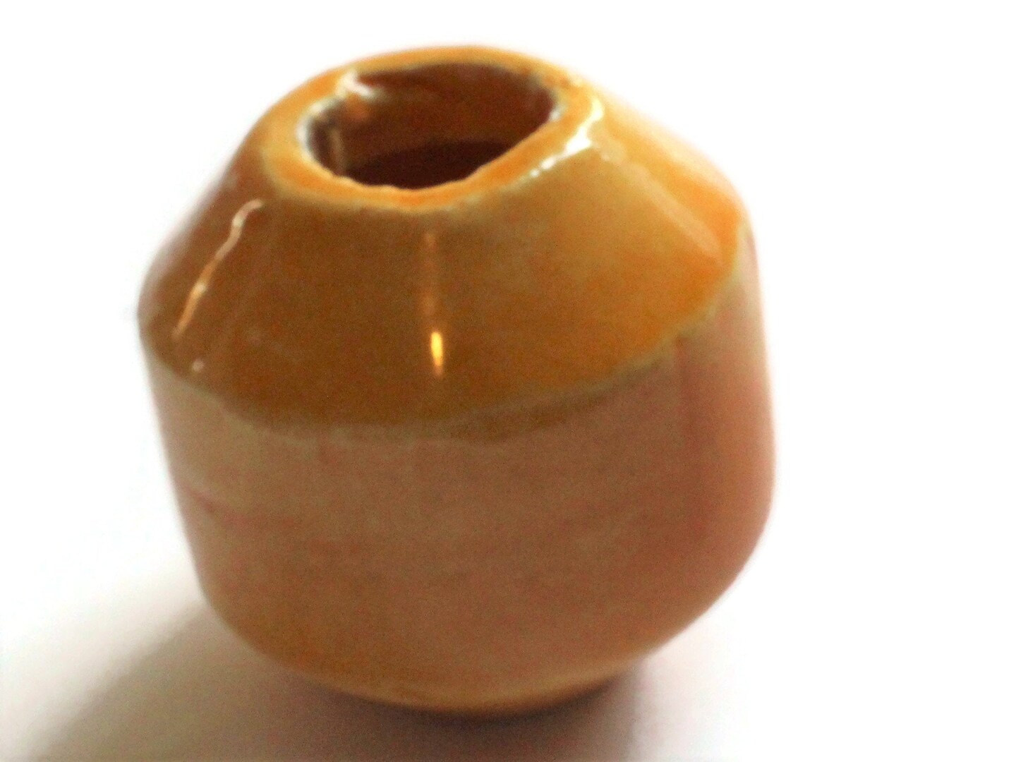 38mm Yellow Orange Banded Round Bead Vintage Macrame Ceramic Porcelain Bead