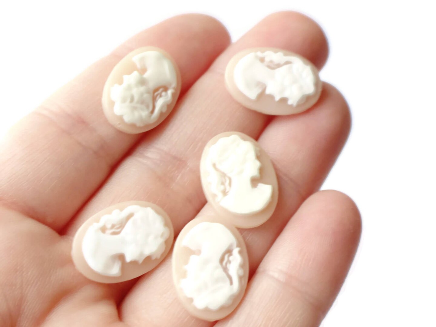 10 18x13mm Peach Cameo Cabochons Resin Greek Cameo Woman's Face Cameo