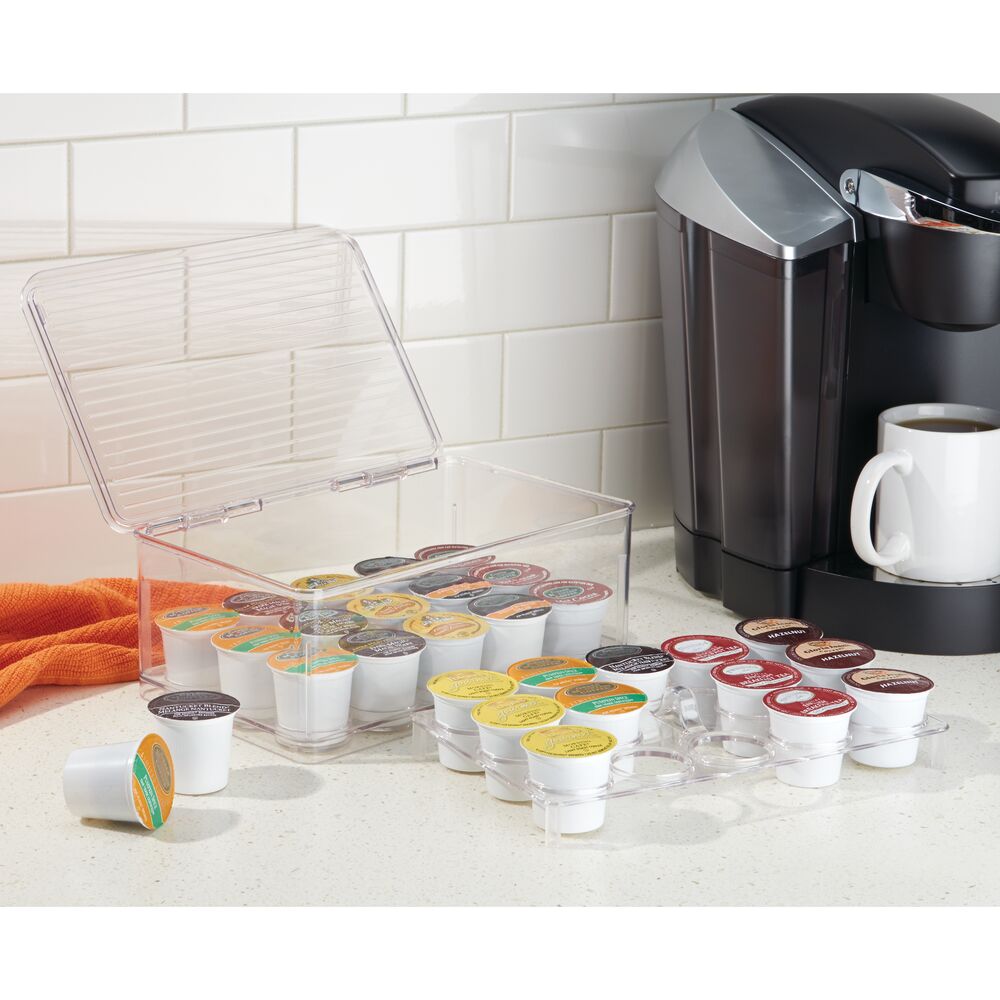 mDesign Plastic Stackable Tea Bag and Coffee Pod Organizer, Set of 2, Clear