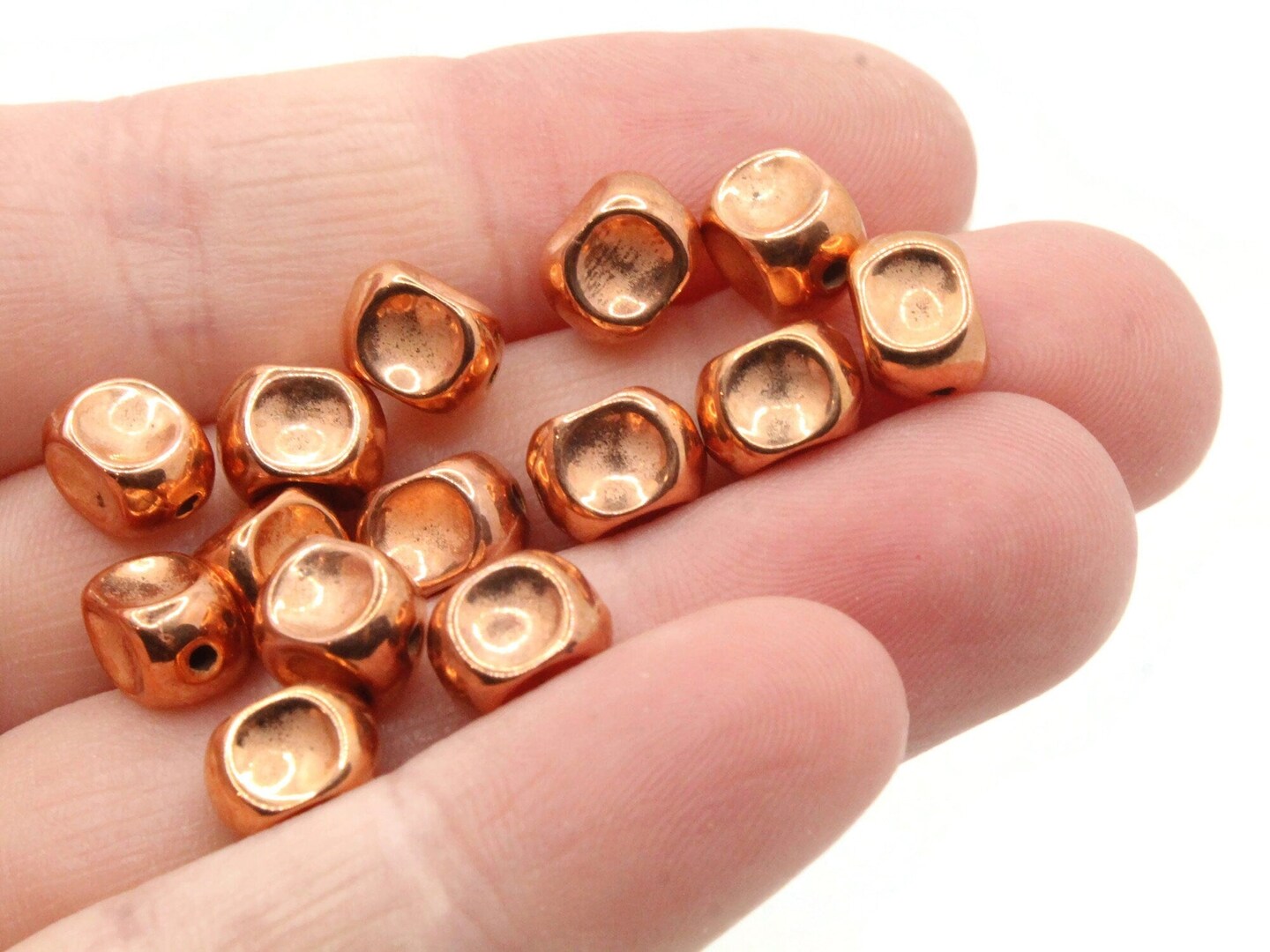 28 8mm Dimpled Rectangle Vintage Red Copper Plated Plastic Beads Michaels