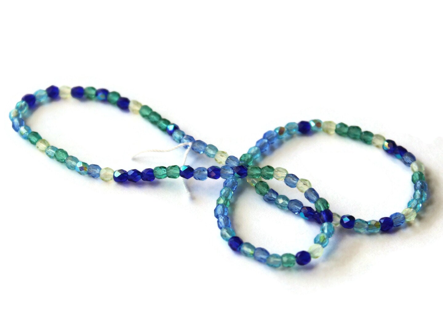 100 3mm Faceted Round Mixed Blue Beads Crystal Beads