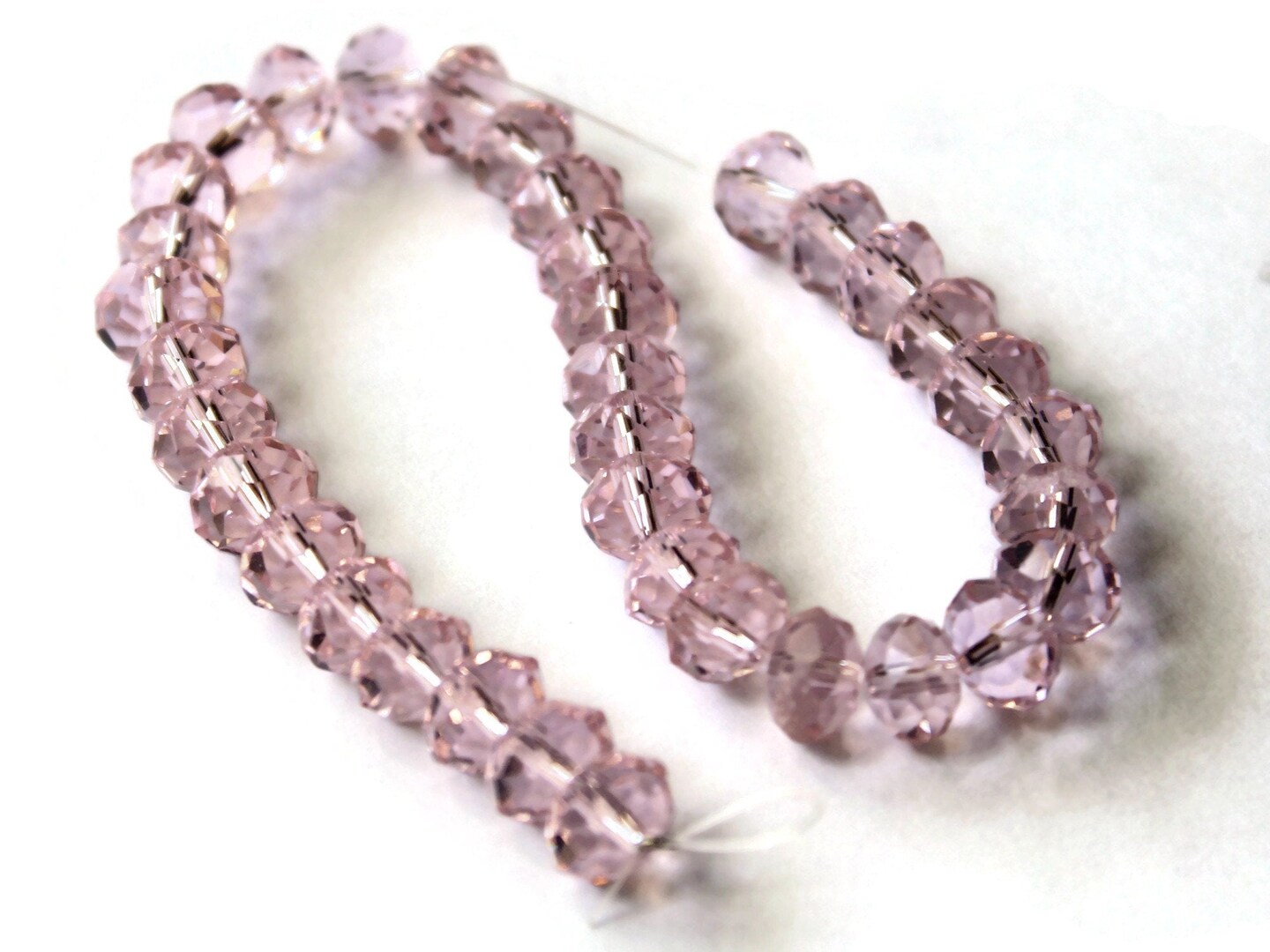 36 6mm x 8mm Pink Crystal Faceted Rondelle Beads