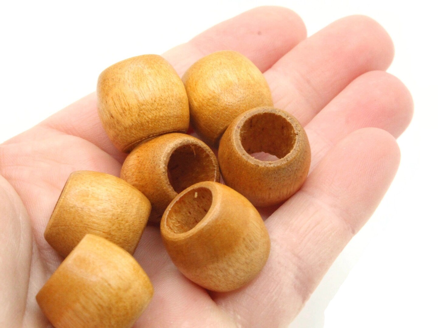 8 17mm Light Brown Large Hole Wooden Barrel Beads