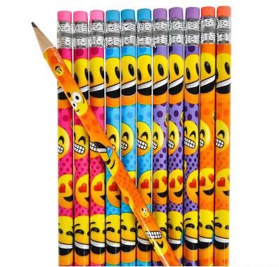 Rhode Island Novelty Emoticon Party Favor Pencil, Eraser and Sharpener Gift Set, 36-Piece