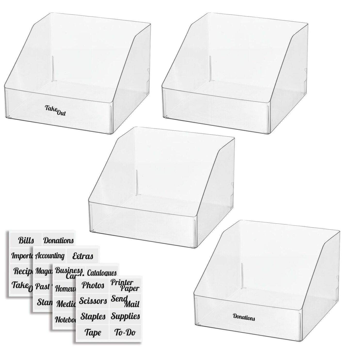 mDesign Plastic Storage Bin Container for Home Office + 32 Labels
