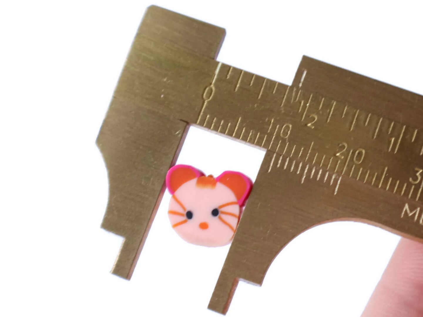 20 Pink Mouse Head Beads Miniature Animal Polymer Clay Beads Zoo Beads