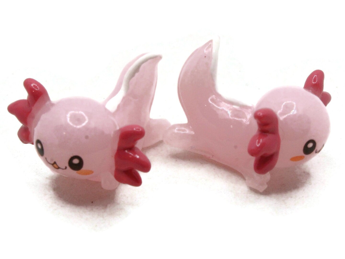 2 26mm Light Pink Axolotl Charms Resin Miniature Animal Cabochons