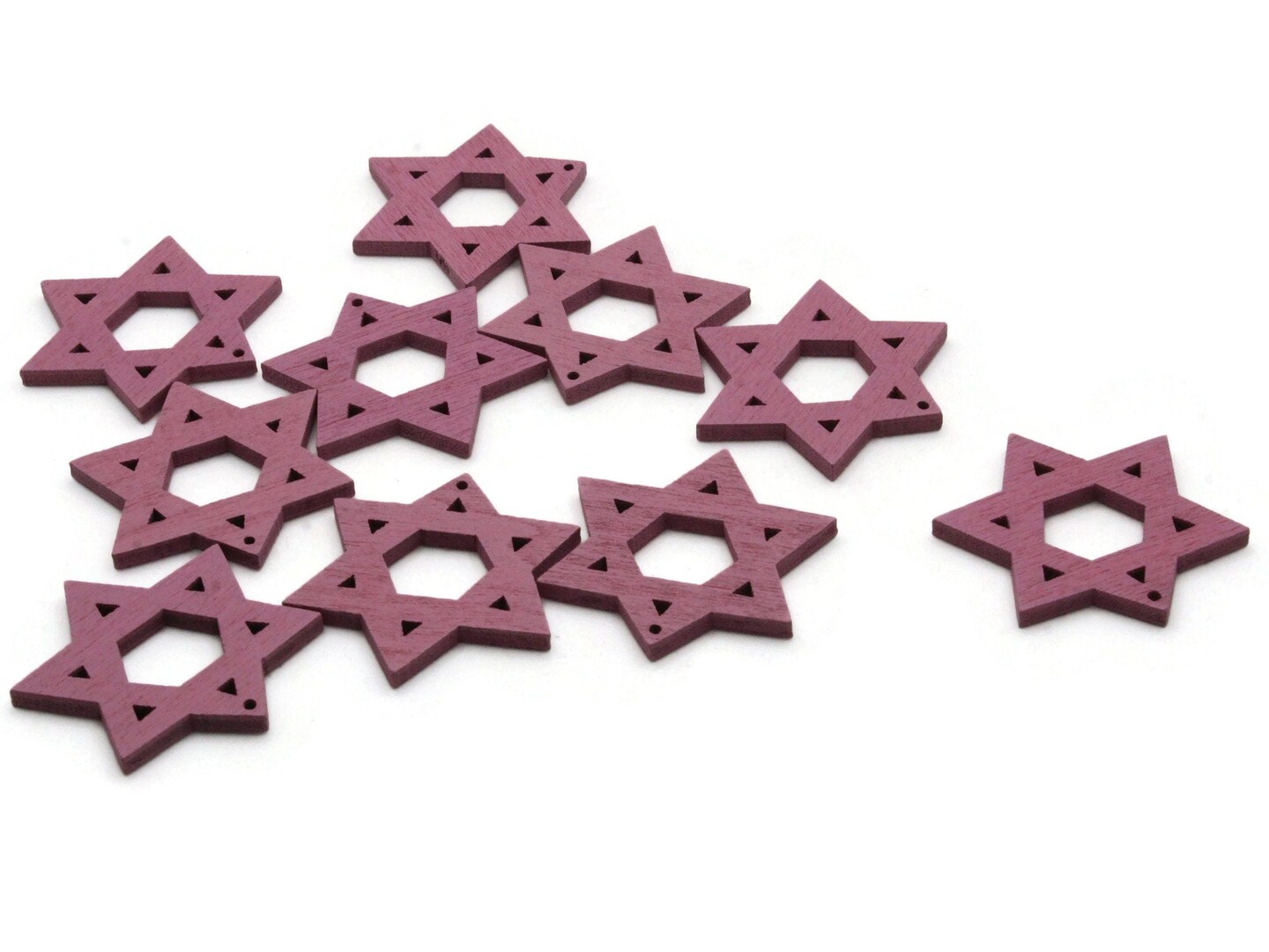 10 32mm Mauve Pink Star of David Wood Pendants - Wooden Beads