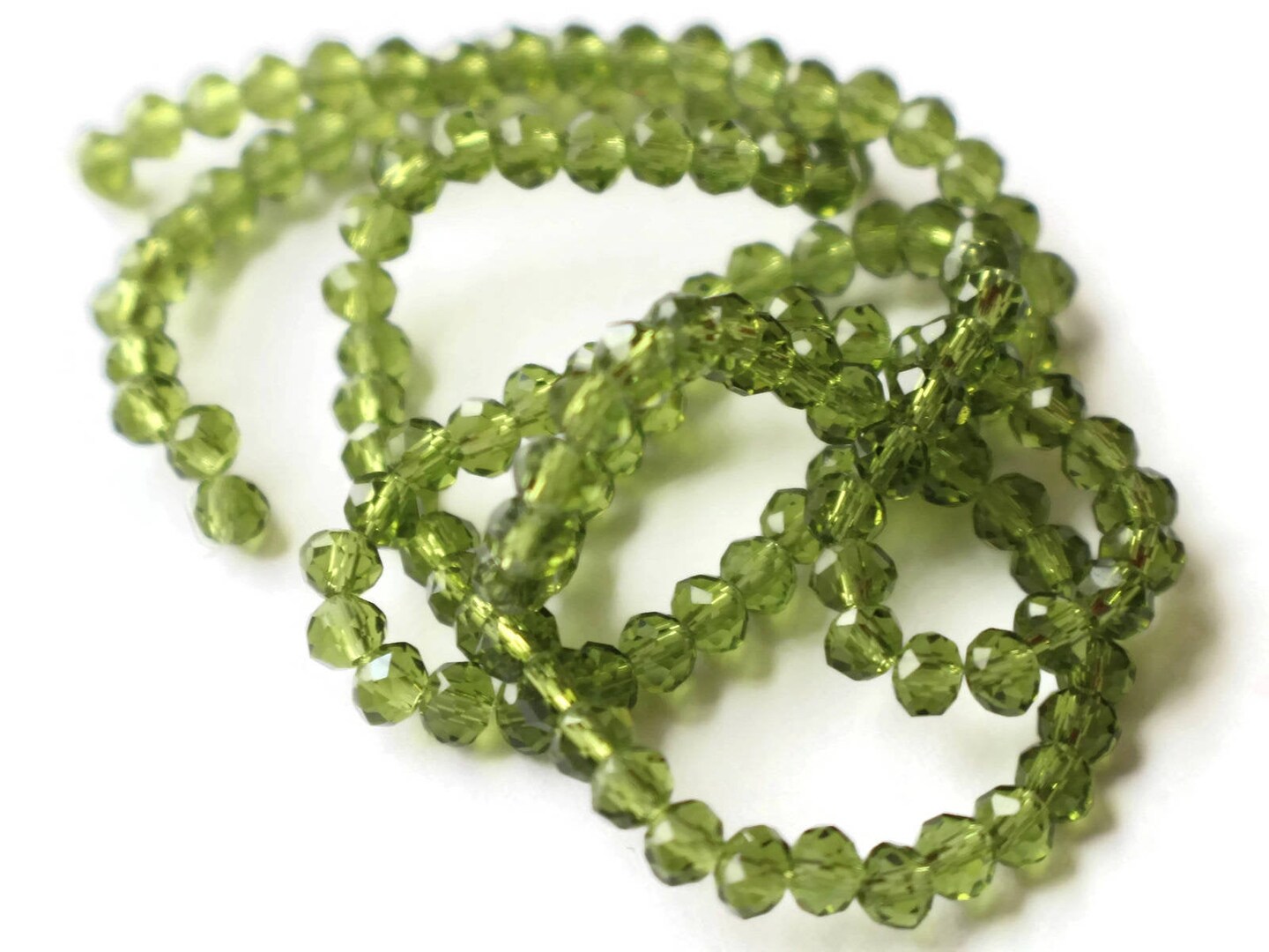 135 3mm x 4mm Green Crystal Faceted Rondelle Beads Full Strand