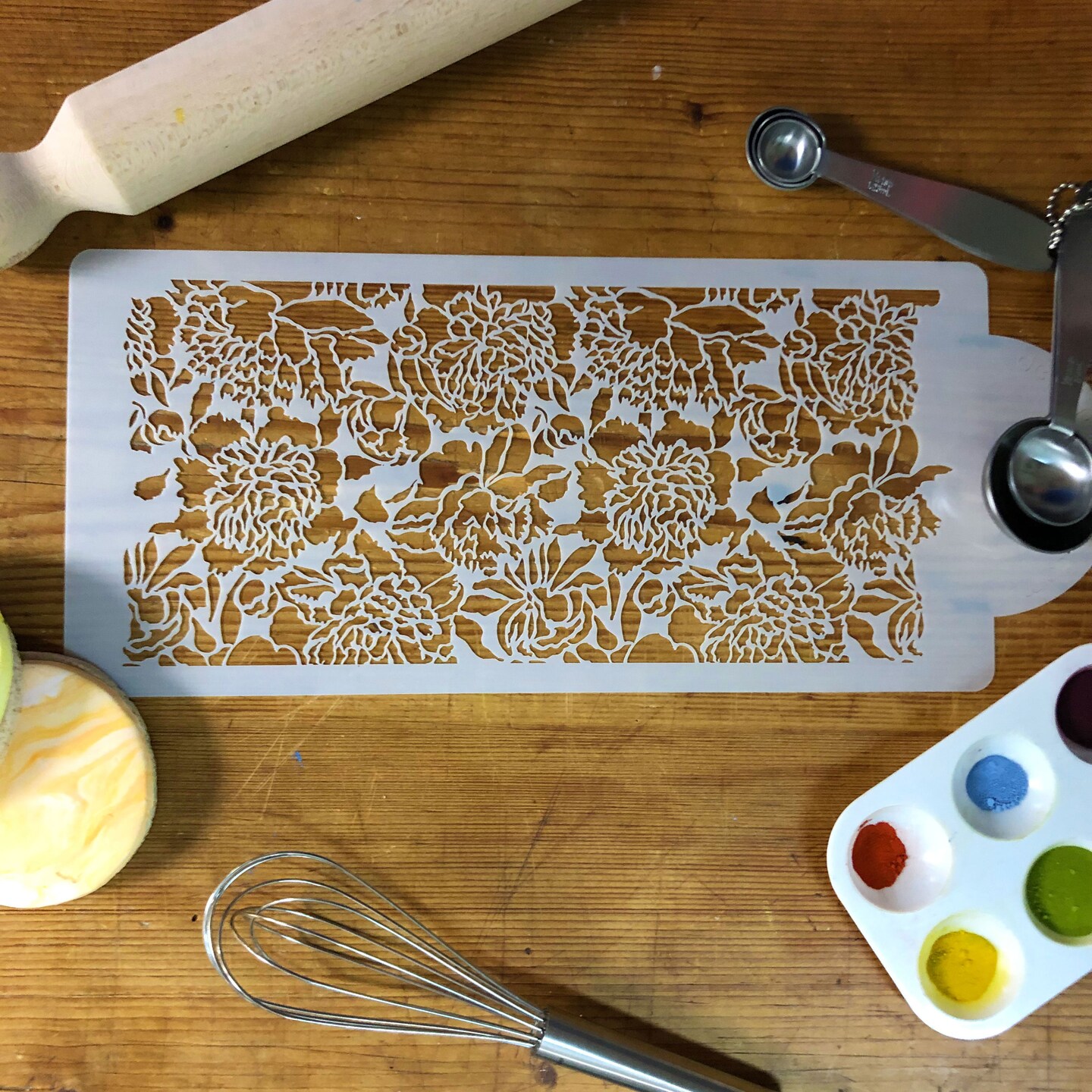 Peony Cake Side Stencil | C1028 by Designer Stencils | Cake Decorating Tools |