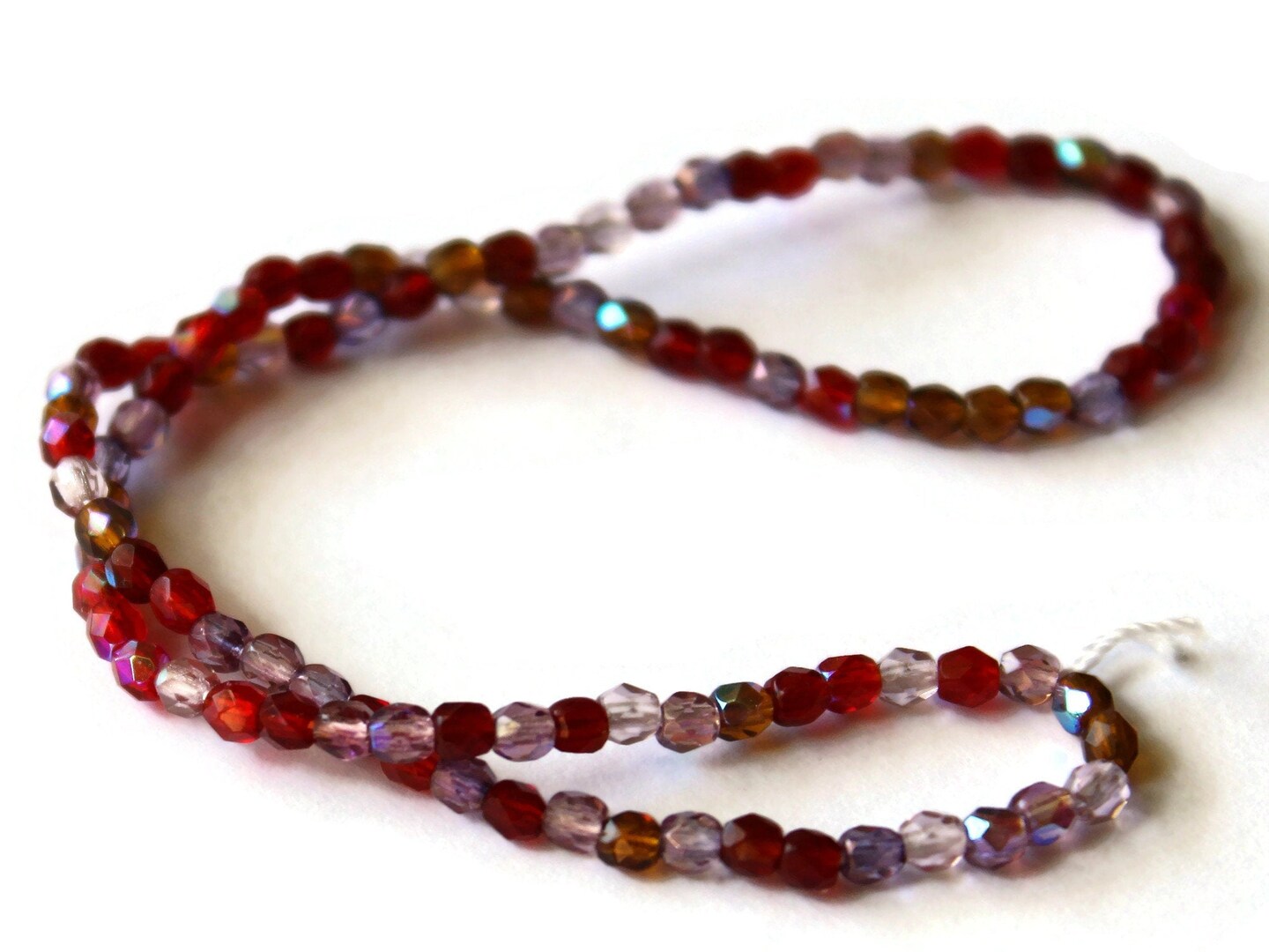 100 3mm Faceted Round Mixed Red and Purple Beads Crystal Beads