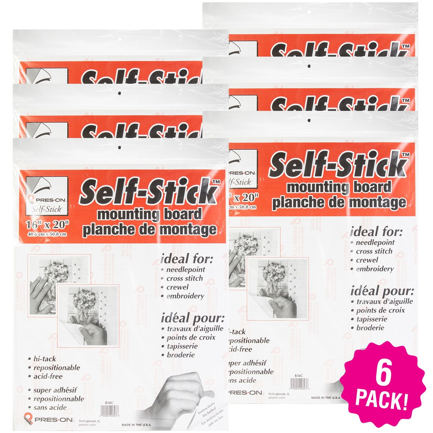 Multipack of 6 - Pres-On Mounting Board 16&#x22;X20&#x22;