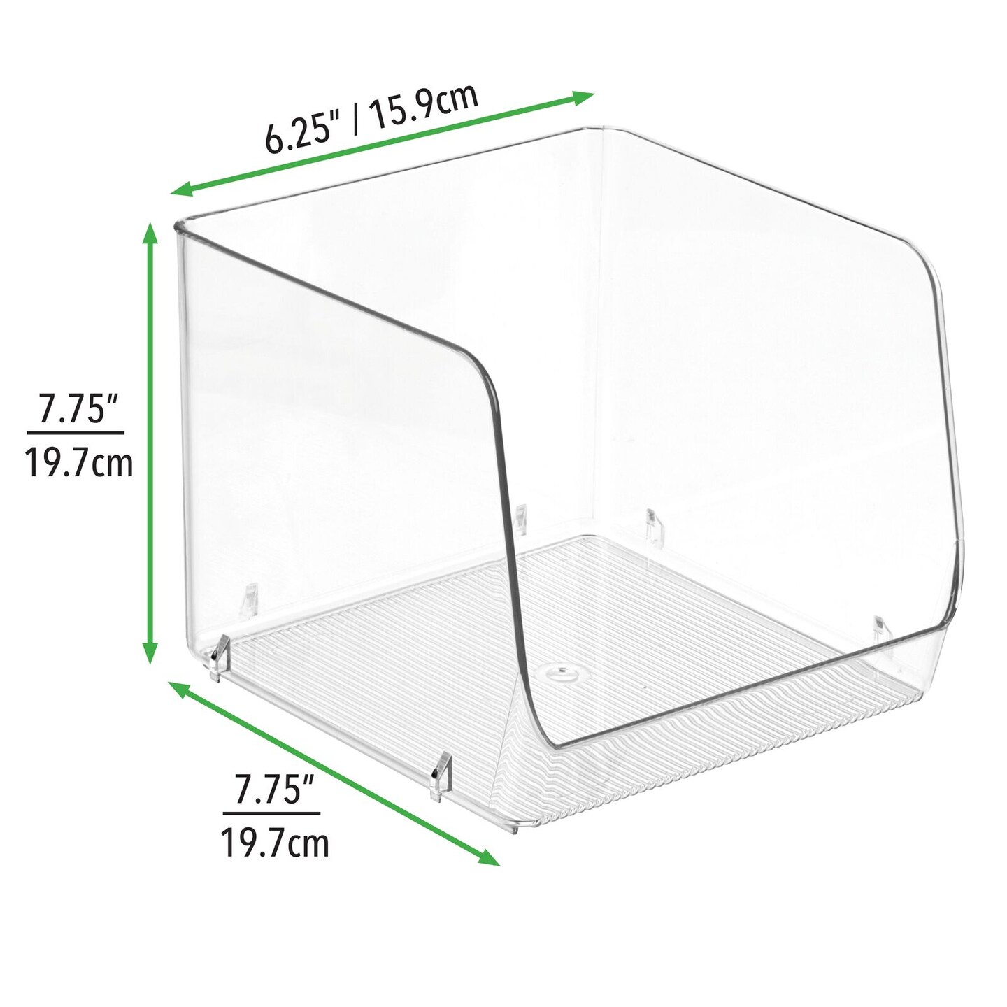 Mdesign Stackable Plastic Food Storage Bin, Open Front, X-Large, 2 Pack -  Clear