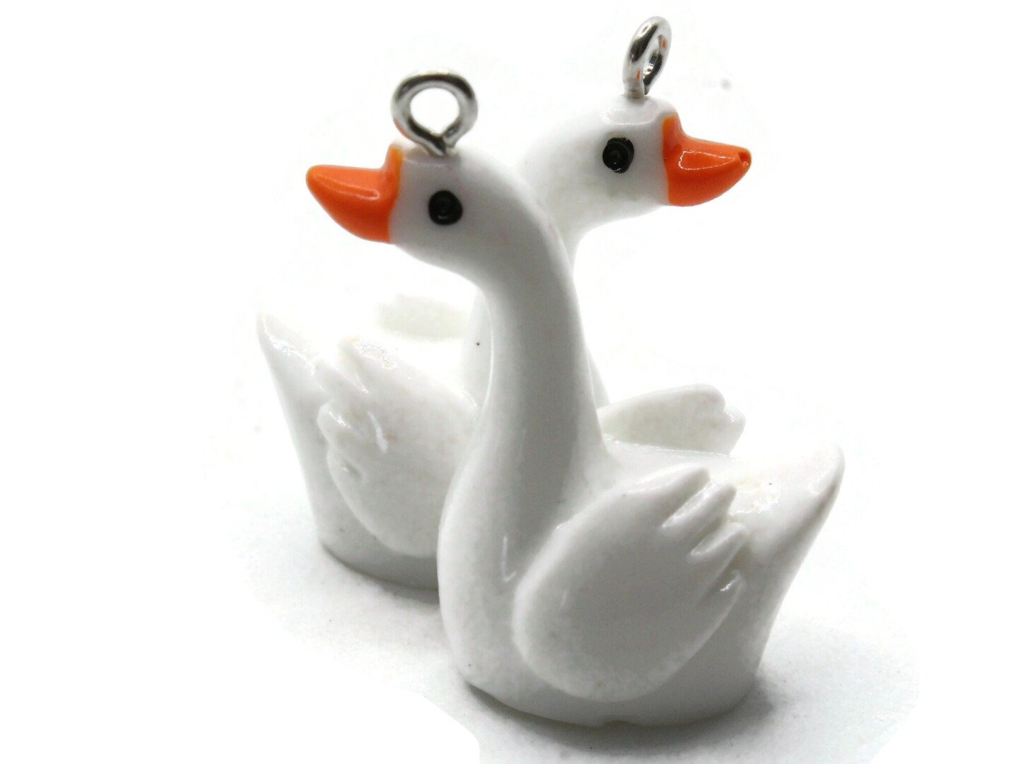 2 32mm White Resin Swan Charms