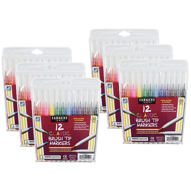 Classic Brush Tip Markers, 12 Per Pack, 6 Packs Michaels
