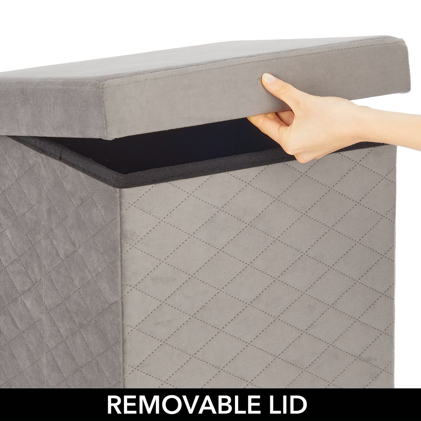 mDesign Tufted Storage Ottoman Cube Footrest Chair Furniture with Lid