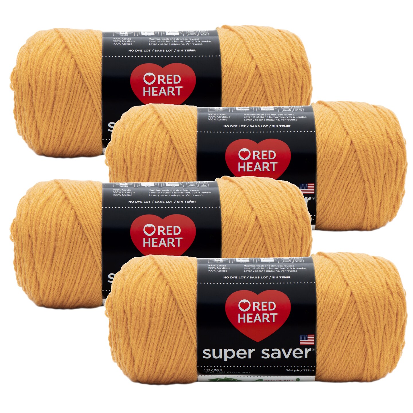 (Pack of 4) Red Heart Super Saver Yarn-Gold