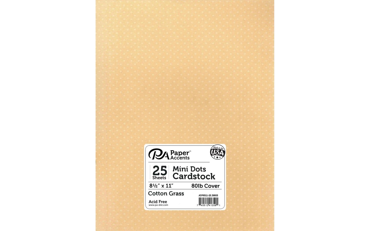 PA Paper Accents Mini Dots Cardstock 8.5" x 11" Cotton Grass, 80lb colored cardstock paper for
