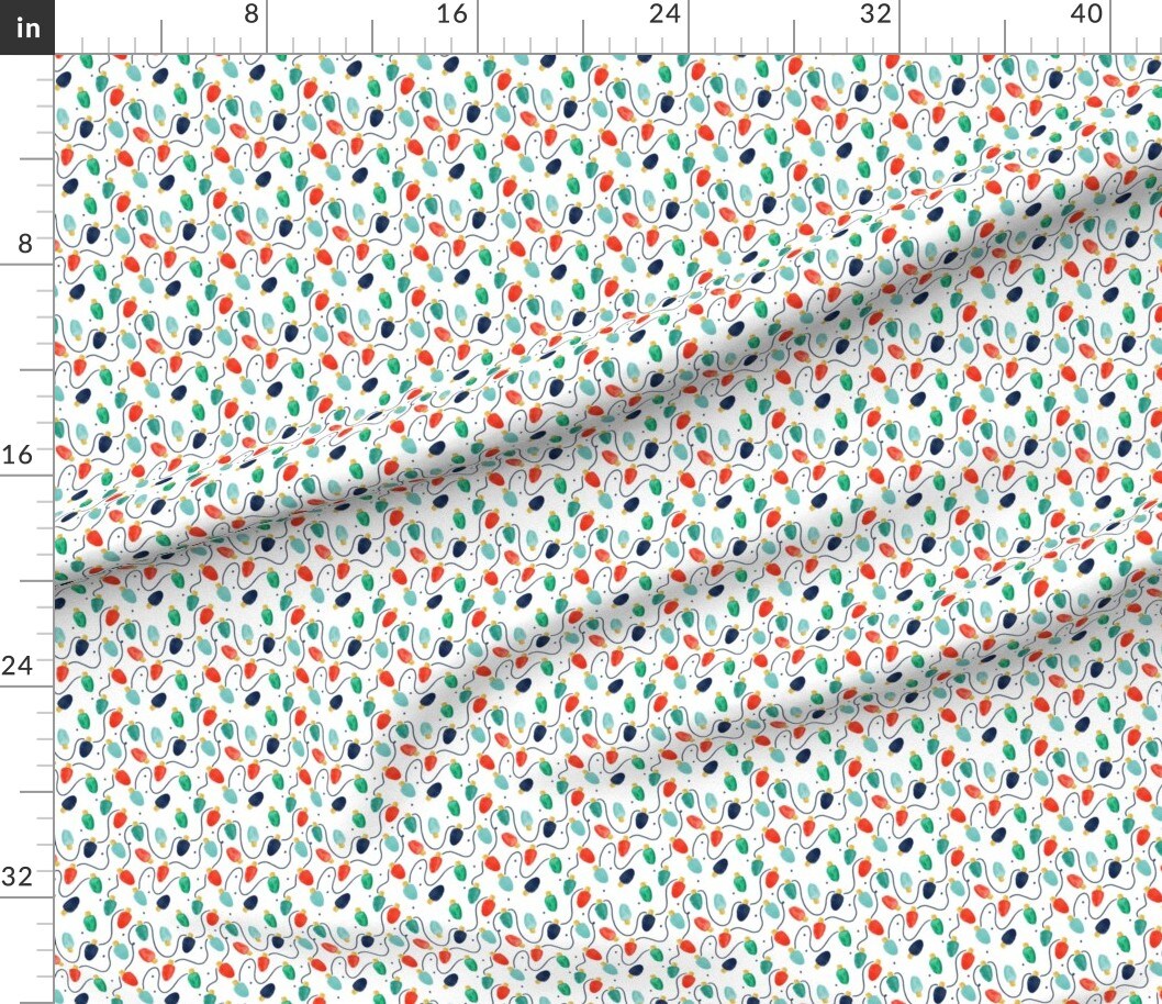 Small Christmas Lights Red string lights winter holiday Custom Printed Fabric by Spoonflower Various Fabrics by the Yard or Fat Quarter
