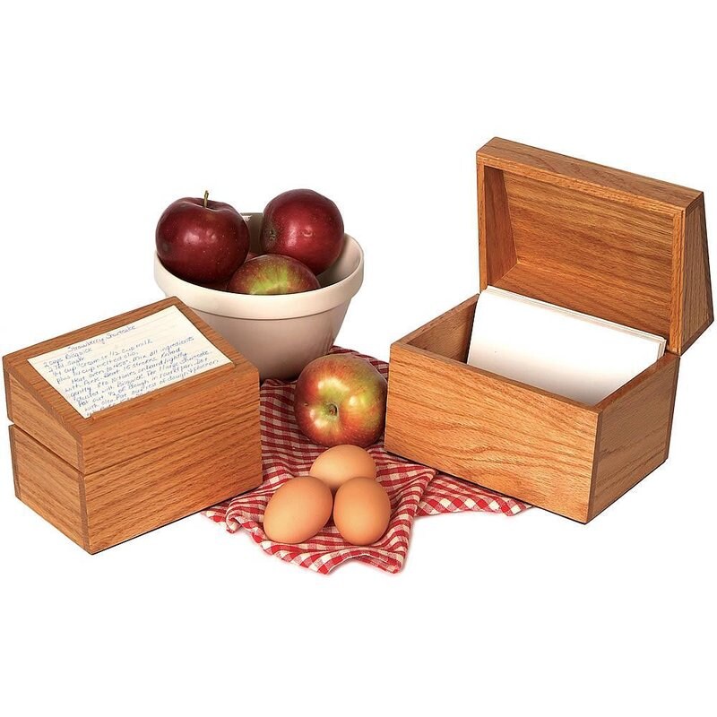 Lehman's Wooden Recipe Box Holds 300 Recipe Cards in Handcrafted Oak Wood Box