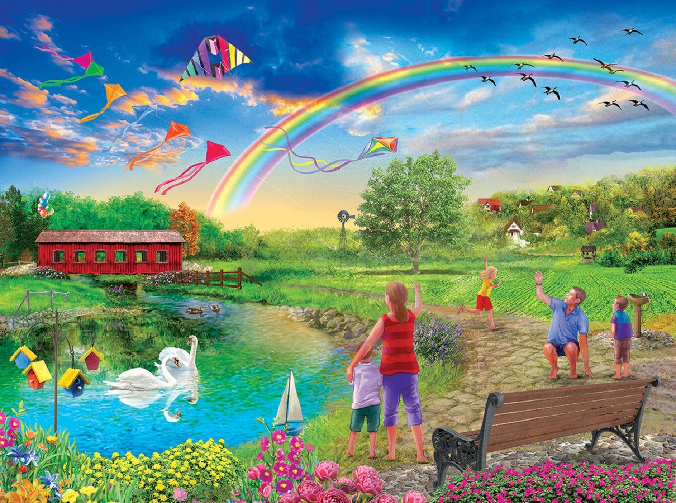 Sunsout Kite flying 1000 pc   Jigsaw Puzzle 31536