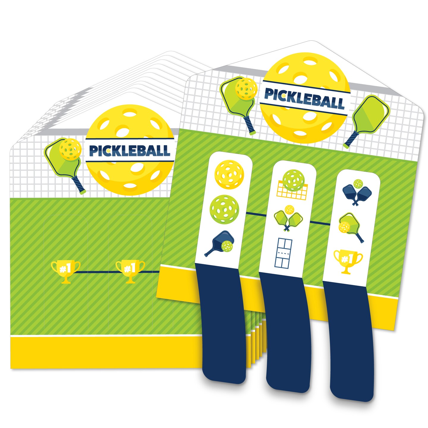 Big Dot of Happiness Let&#x2019;s Rally - Pickleball - Birthday or Retirement Party Game Pickle Cards - Pull Tabs 3-in-a-Row - Set of 12