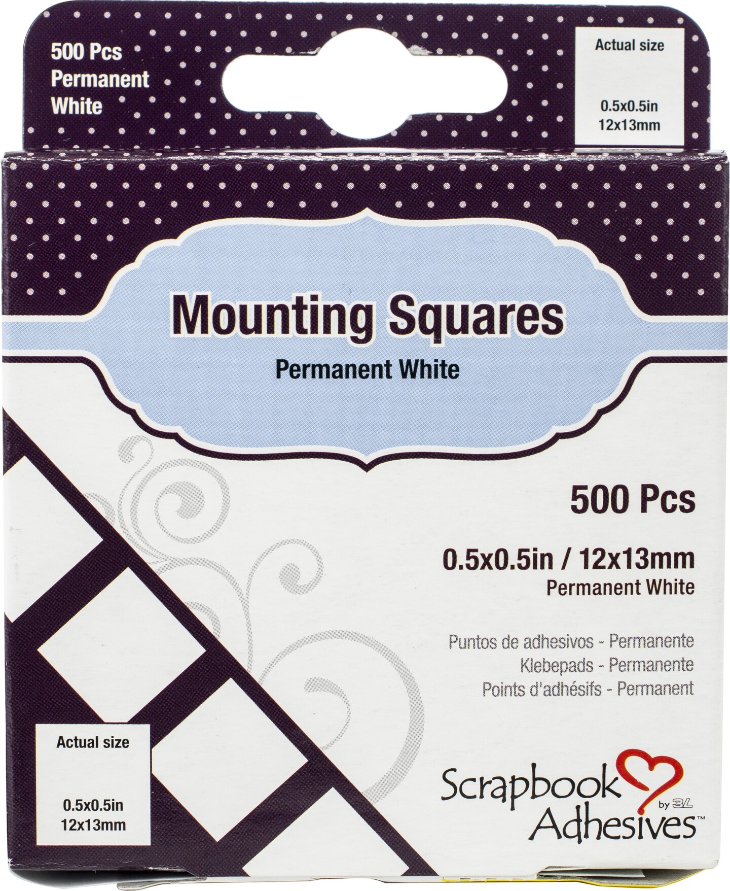 Scrapbook Adhesives Mounting Squares 500/Pkg-Permanent, White, .5&#x22;X.5&#x22;