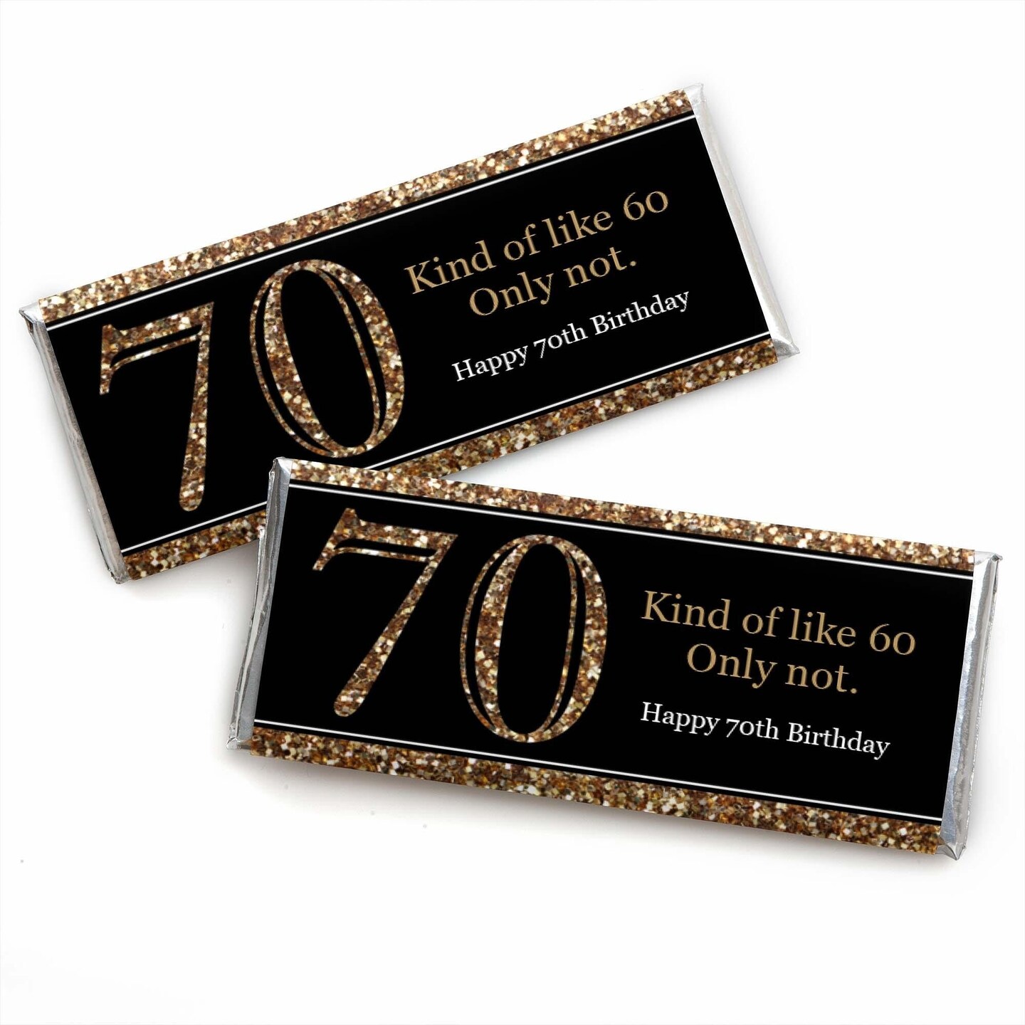 Big Dot Of Happiness Adult 70th Birthday Gold Candy Bar Wrappers