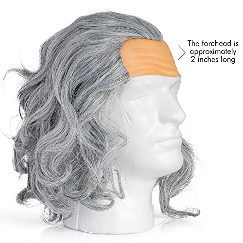 Grey Benjamin Franklin Wig - Receding Hairline Old People Senior Citizen Gray Balding Costume Wigs Dress Up Accessories Head Cap