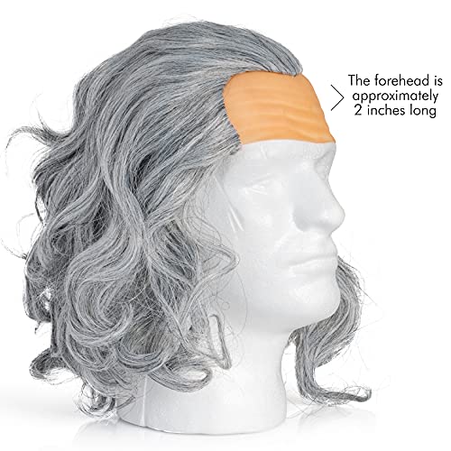 Grey Benjamin Franklin Wig Receding Hairline Old People Senior Citizen Gray Balding Costume Wigs Dress Up Accessories Head Cap