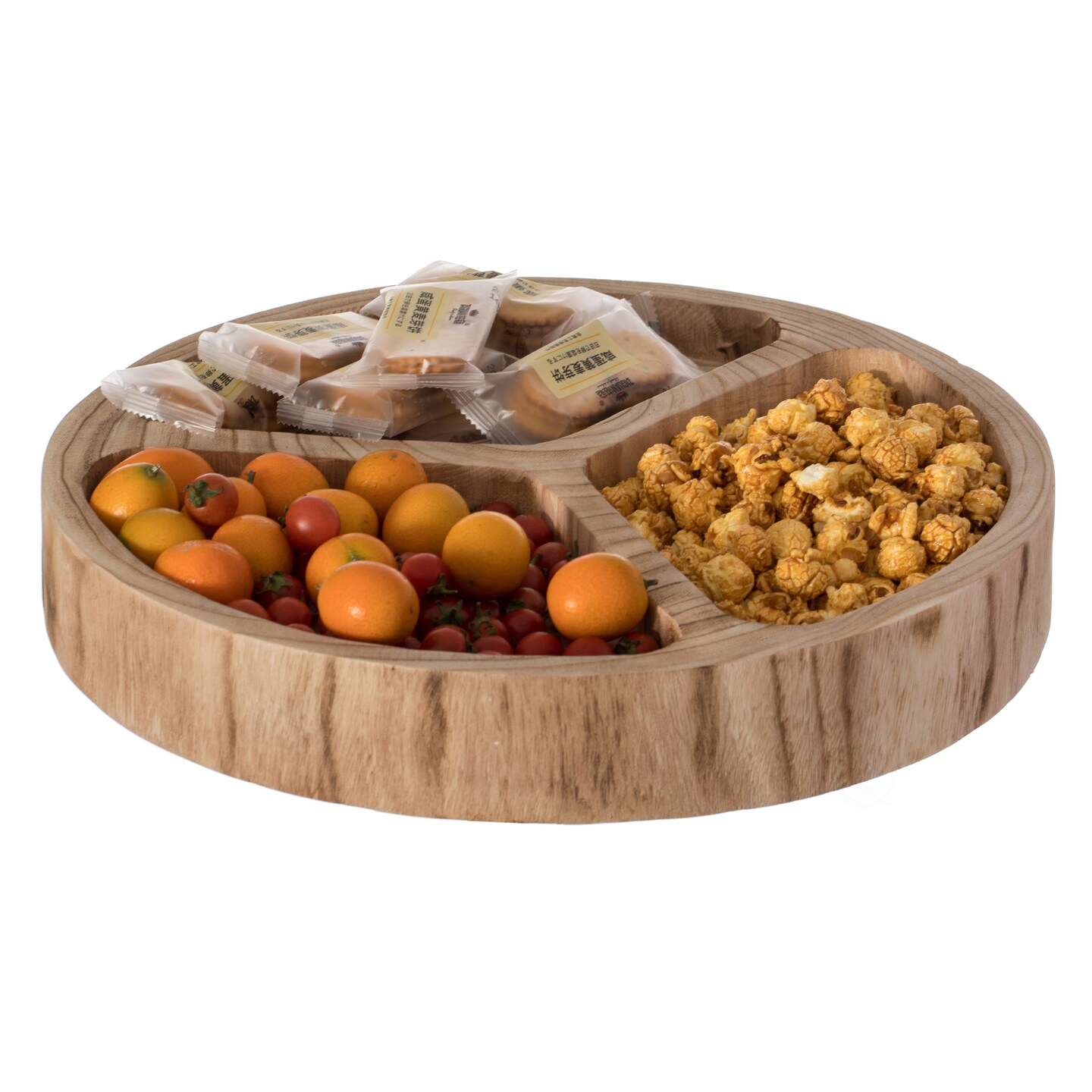 3 Sectional Round Snack Tray for Dining Table and Kitchen Decoration