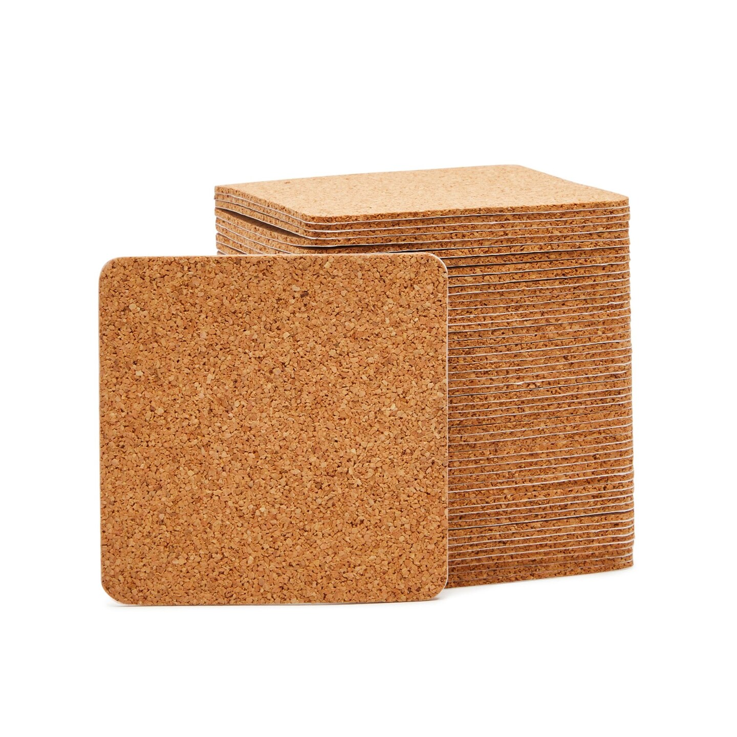 Square Self Adhesive Cork Backings for DIY Crafts (3.7 In, 50 Pack