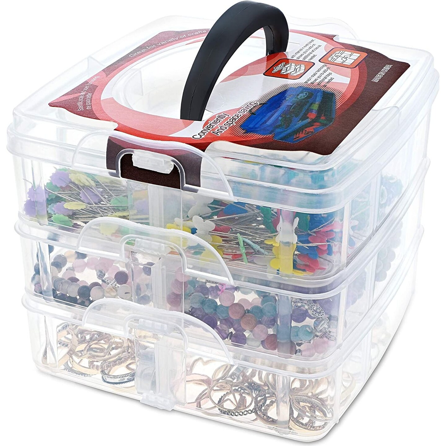 Bins & Things Stackable Storage Container with 18 Adjustable Compartments -  Clear - Sewing Box & Craft Storage / Craft Organizers and Storage - Bead  Organizer Box / Art and Crafting Supply
