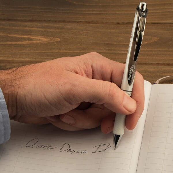 EnerGel Pearl Retractable (0.5mm) Needle Tip, Fine Line, Blue Accent, Blue Ink