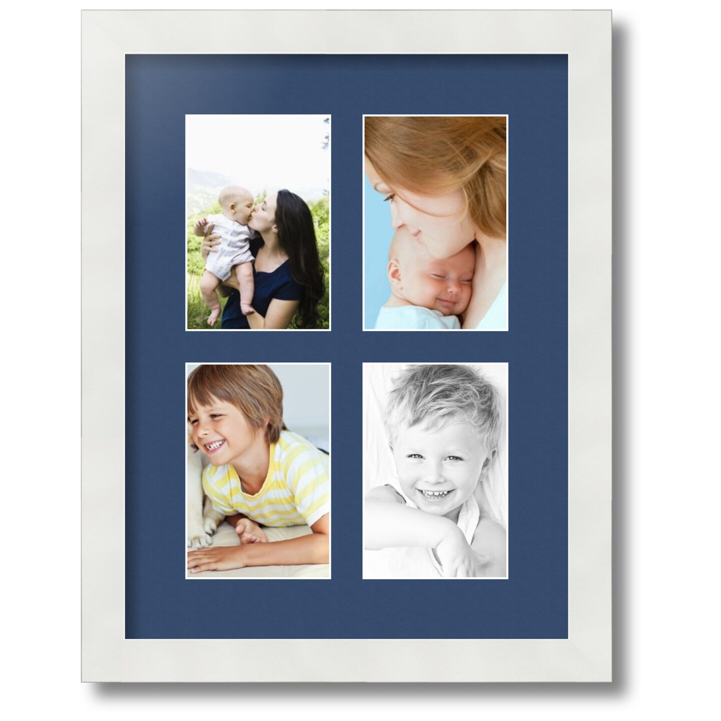 ArtToFrames Collage Photo Picture Frame with 4 - 4x6 inch Openings, Framed in White with Over 62 Mat Color Options and Regular Glass (CSM-3966-2)