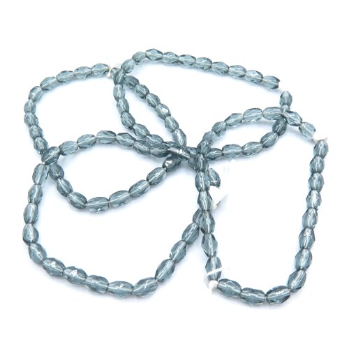 Gray/Blue Olive Shape Faceted Czech Glass Beads (1 strand/25 beads) (B613)