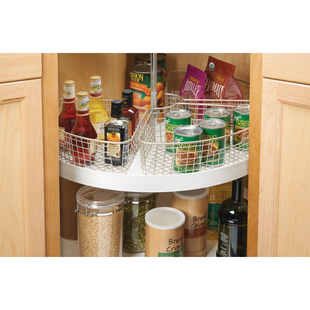 mDesign Kitchen Cabinet Lazy Susan Storage Basket, 1/4 Wedge