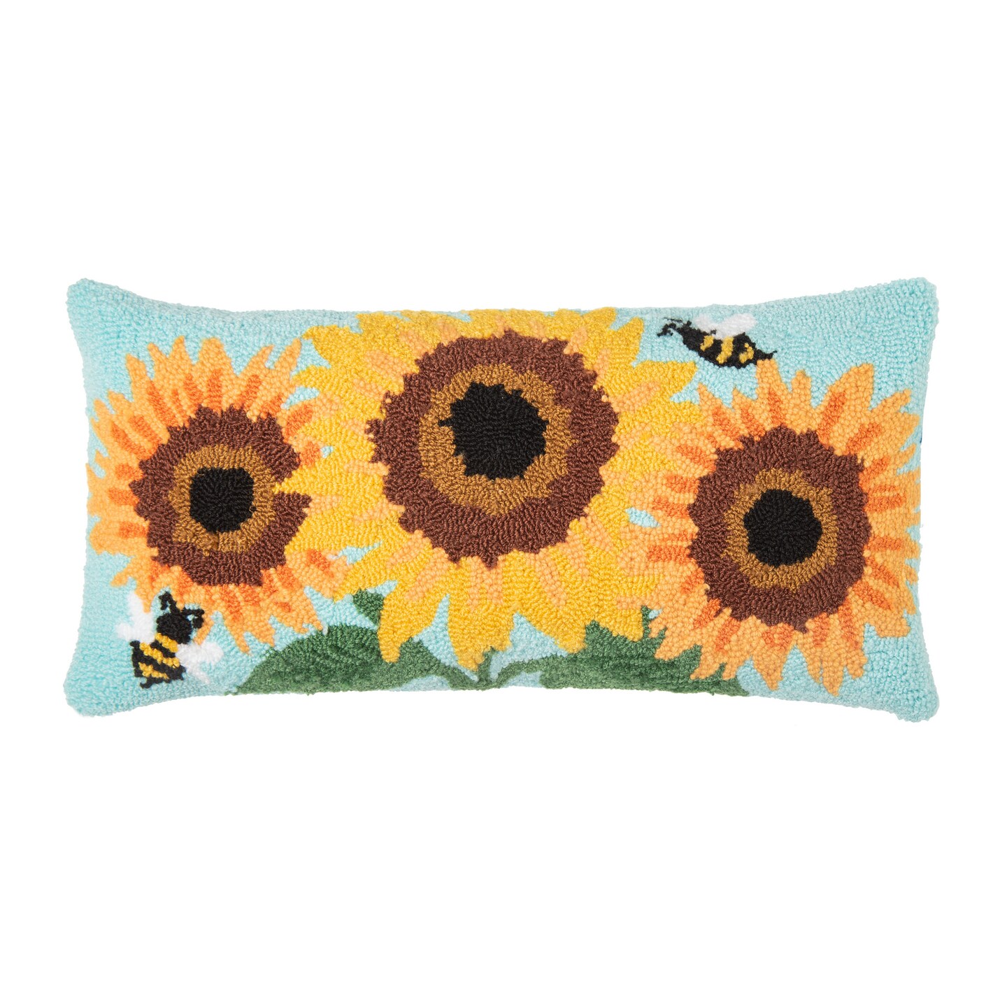 12" x 24" Sunflower Trio Hooked Pillow Michaels