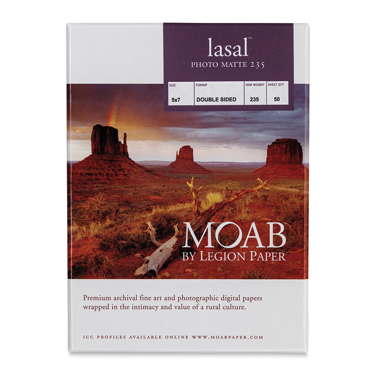 Legion Moab Lasal Photo Paper - Matte, 5&#x22; x 7&#x22;, Pkg of 50