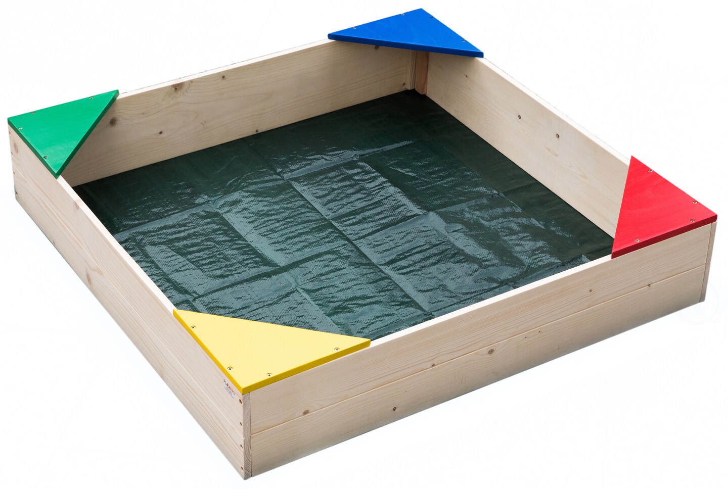 Outdoor Wooden Sand Box with Floor Cover and Waterproof Protection Cover, Square Sandpit for Kids
