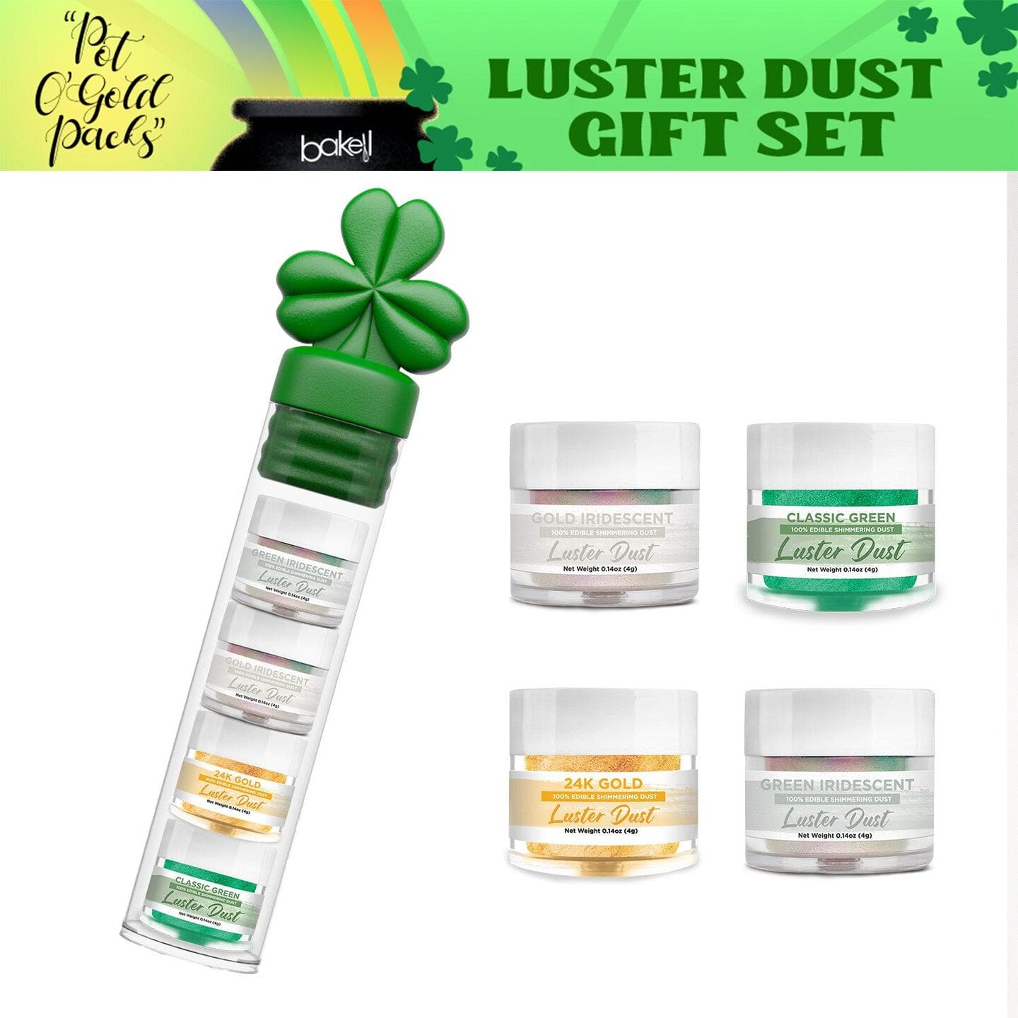 St. Patty's Day Lucky Leprechaun Luster Dust Clover Gift Set (4 PC SET